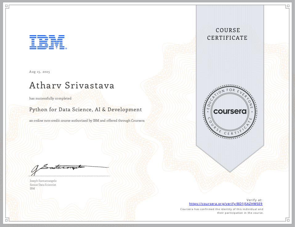 IBM Python for Data Science certificate